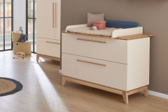 Stiene von Paidi - Kleiderschrank 3T1S cashmere-beige - Eiche massiv