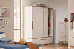 Stiene von Paidi - Kleiderschrank 3T1S cashmere-beige - Eiche massiv