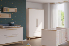 Stiene von Paidi - Kleiderschrank 3T1S cashmere-beige - Eiche massiv