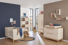 Stiene von Paidi - Kleiderschrank 3T1S cashmere-beige - Eiche massiv