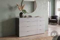 Kommode Typ 06 von JUTZLER - Schubladenkommode weiß - Glas bianco matt