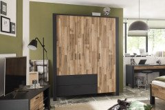 Dallas von POL Power - Jugendzimmer-Set Schrank & Bett graphit - Eiche