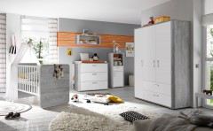 Frieda von Mäusbacher - Beistellschrank Vintage Wood grey - Lack weiß matt