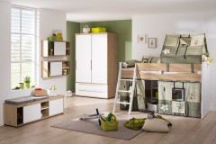 Fionn von Paidi - Jugendzimmer weiß Eiche bordeaux Nachbildung