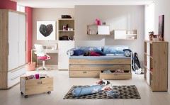 Fionn von Paidi - Jugendzimmer weiß Eiche bordeaux Nachbildung