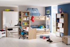 Fionn von Paidi - Jugendzimmer weiß Eiche bordeaux Nachbildung