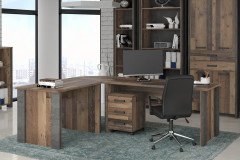 Clif von Forte - Schreibtisch mit Stauraum Old Wood Vintage - Beton