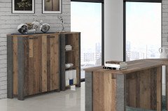 Clif von Forte - Schreibtisch mit Stauraum Old Wood Vintage - Beton