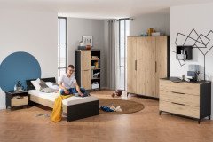 Tomke von Paidi - Jugendzimmer Eiche bordeaux - Naturschwarz