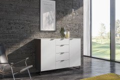 Kommode Typ 06 von JUTZLER - Schubladenkommode weiß - Glas bianco matt