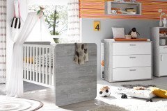 Frieda von Mäusbacher - Beistellschrank Vintage Wood grey - Lack weiß matt