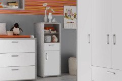 Frieda von Mäusbacher - Beistellschrank Vintage Wood grey - Lack weiß matt