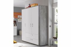 Frieda von Mäusbacher - Beistellschrank Vintage Wood grey - Lack weiß matt