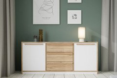 S-Room von Forte - Schrank-Klappbett vertikal 120x200 cm weiß - Catania Eiche