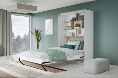 S-Room von Forte - Schrank-Klappbett vertikal 120x200 cm weiß - Catania Eiche