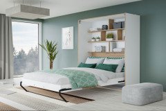 S-Room von Forte - Schrank-Klappbett vertikal 120x200 cm weiß - Catania Eiche