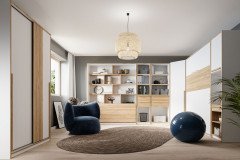 S-Room von Forte - Schrank-Klappbett vertikal 120x200 cm weiß - Catania Eiche