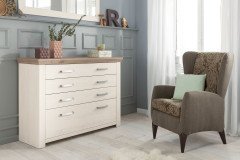 York von set one by Musterring - Landhaus-Kleiderschrank 4-türig mit Spiegel