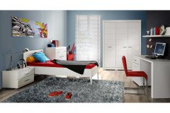 Snow von Forte - Jugendzimmer: Schrank 3-türig & 90er Bett