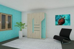 ZE+ von Rudolf - Jugendbett 90x200 cm hellgrau mit Polster-Rückenlehne