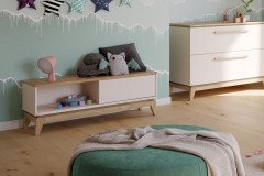 Stiene von Paidi - Kleiderschrank 3T1S cashmere-beige - Eiche massiv